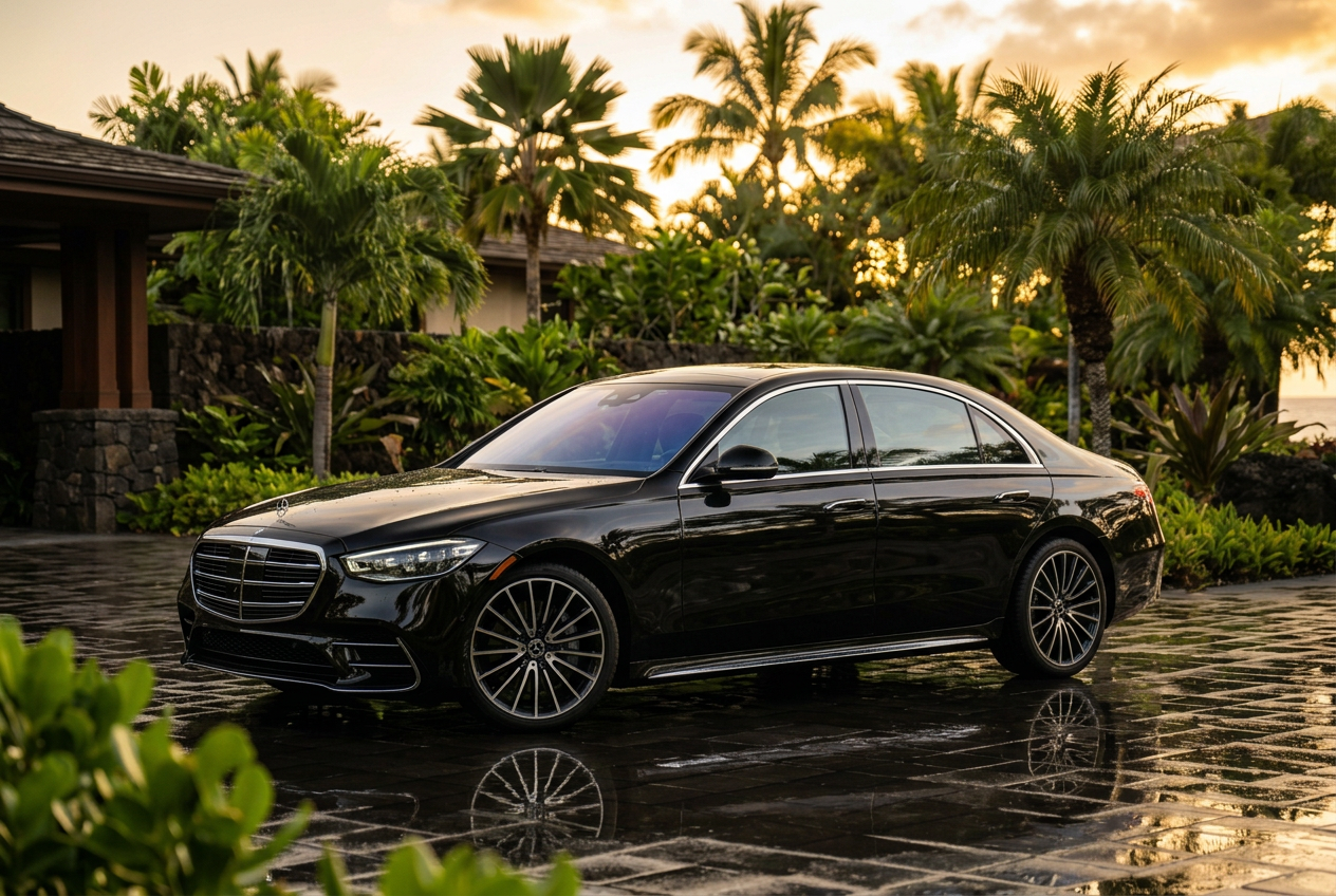 2021 Mercedes-Benz S580 luxury rental in Kona, Hawaii
